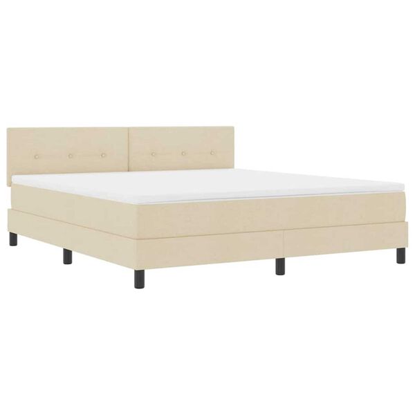 vidaXL Boxspring bed met matras met hoofdeinde Crème 180 x 200 cm Stof
