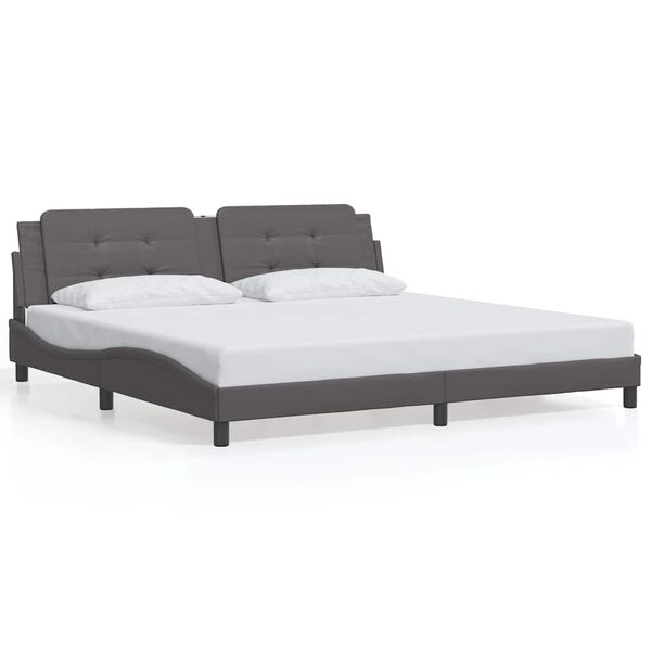vidaXL Bedframe zonder matras "Zadar" kunstleer grijs 200x200 cm