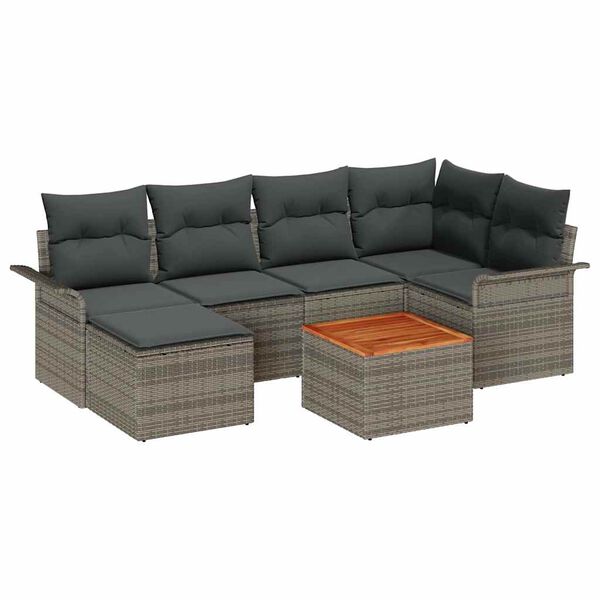 vidaXL Tuin Sofa Set 7 pcs Grijs Poly riet