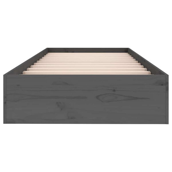 vidaXL Bedframe massief hout grijs 75x190 cm
