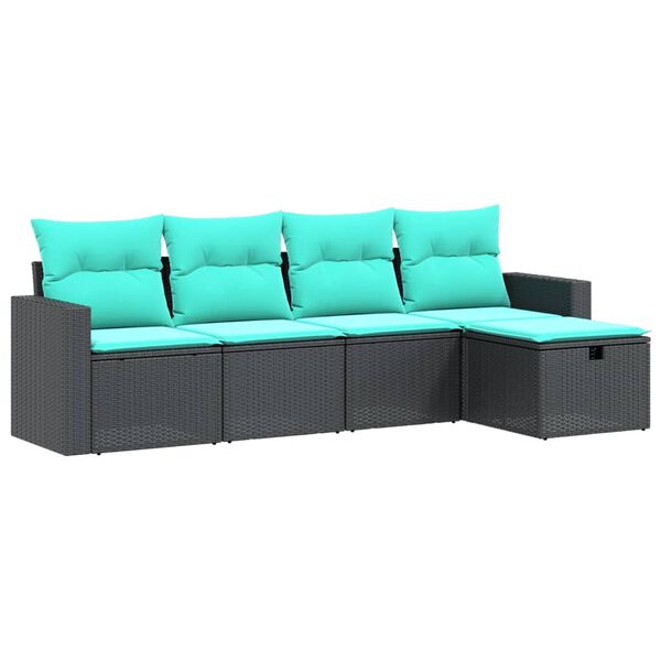 vidaXL 5-delige Loungeset met kussens poly rattan grijs