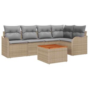 vidaXL Tuinbankenset met opslag 6 pcs Beige en Licht Grijs poly rattan