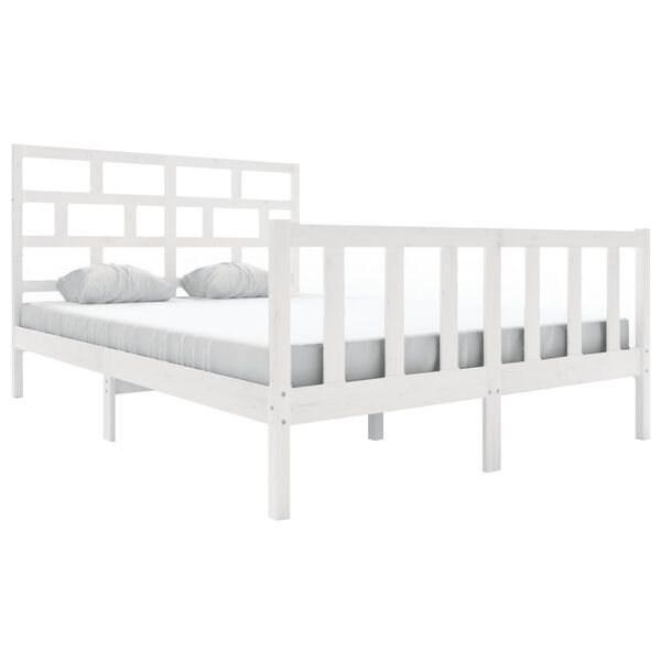 vidaXL Bedframe massief grenenhout wit 160x200 cm