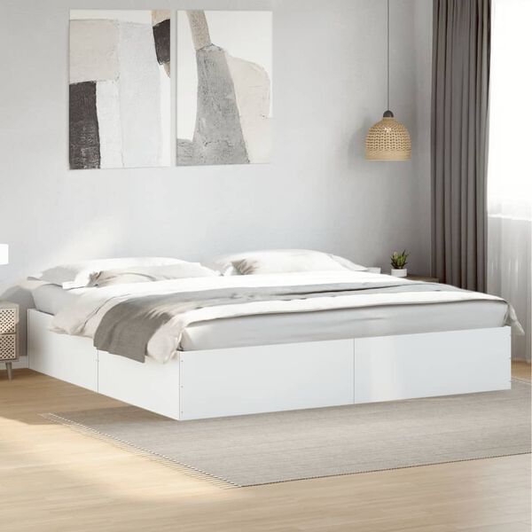 vidaXL Bedframe massief hout wit 200x200 cm
