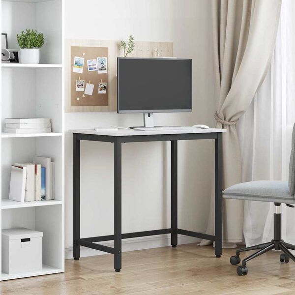 vidaXL Tafel Wit 80 x 50 x 77 cm Engineered hout en staal