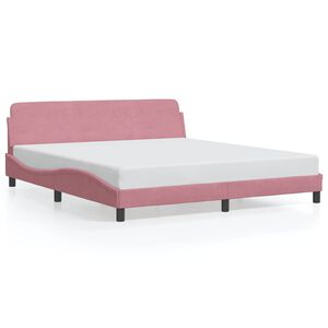 vidaXL Bedframe met hoofdeinde "Dover" 180x200 cm fluweel roze