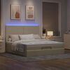 vidaXL Ottoman bed met matras en LED's 180x200cm stof cr&egrave;mekleurig