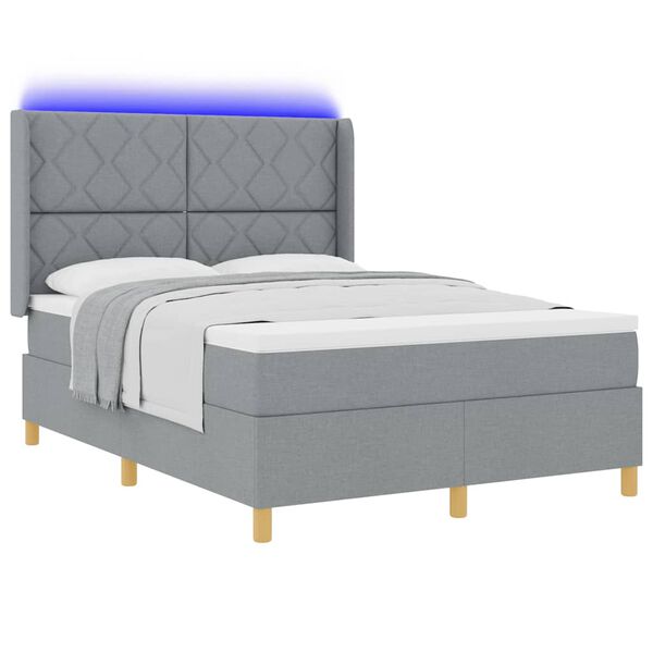 vidaXL Boxspringbed met matras met LED Lichtgrijs 160 x 200 cm Stof