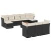 vidaXL 11-delige Loungeset met kussens poly rattan zwart