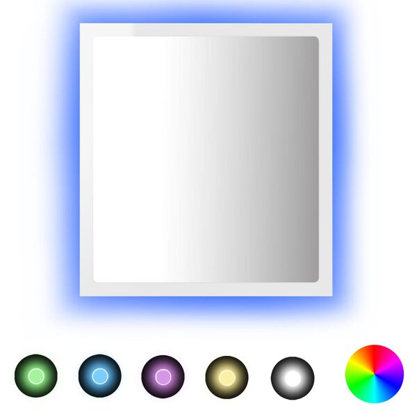 vidaXL Badkamerspiegel LED 40x8,5x37 cm acryl hoogglans wit