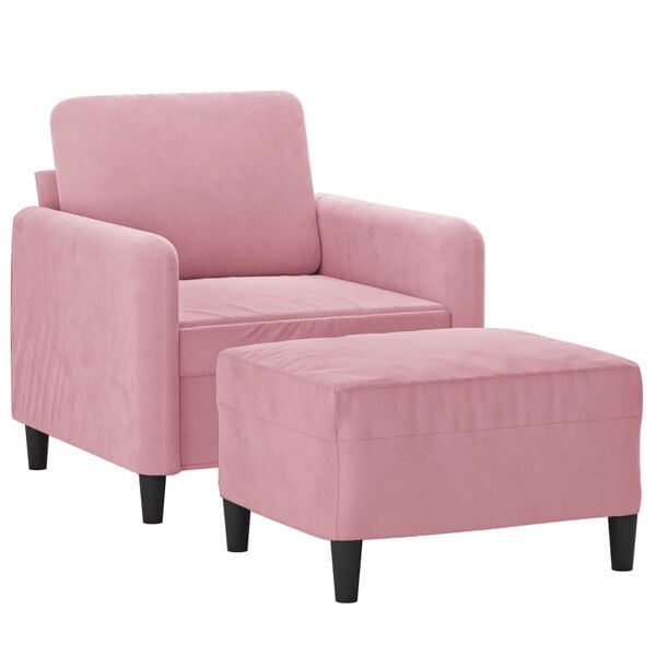 vidaXL Fauteuil met voetenbank 60 cm fluweel roze