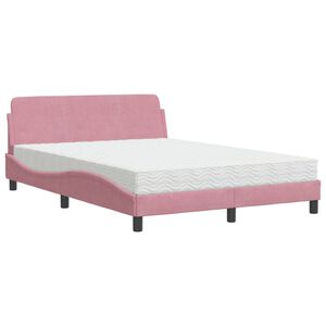 vidaXL Bed met matras "Dover" fluweel roze 140x200 cm