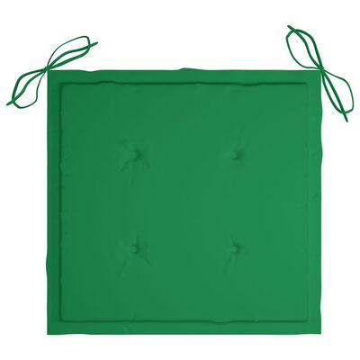 vidaXL Schommelstoel met groen kussen massief teakhout