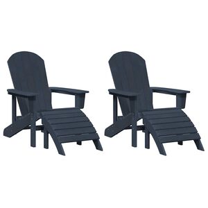 vidaXL Tuinstoel 2 st Marineblauw Polyetheen