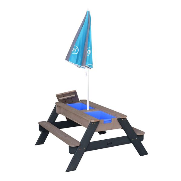 AXI Zand- en waterpicknicktafel Nick met parasol antracietkleur grijs