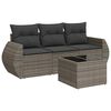 vidaXL 4-delige Loungeset met kussens poly rattan grijs
