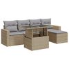 vidaXL 6-delige Loungeset met kussens poly rattan beige