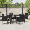 vidaXL Tuin eettafelset met kussen 5 pcs Zwart poly rattan