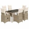 vidaXL 7-delige Bistroset met kussens poly rattan bruin