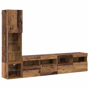vidaXL TV-wandmeubel 4 st Oudhout Bewerkt hout