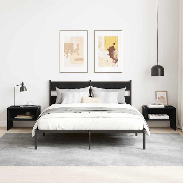 vidaXL Nachtkastje Zwart eiken 40 x 40 x 30 cm Bewerkt hout