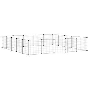 vidaXL Huisdierenkooi met deur 20 panelen 175x175x35 cm staal zwart