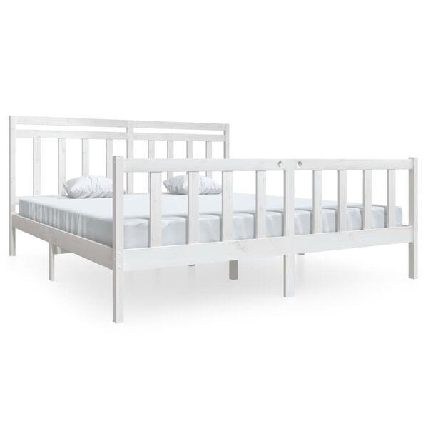 vidaXL Bedframe massief hout wit 180x200 cm