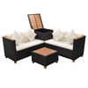 vidaXL 4-delige Loungeset met kussens poly rattan zwart