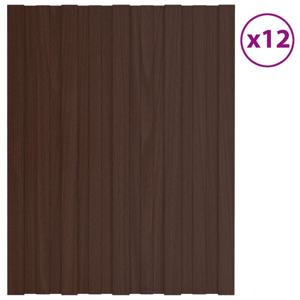 vidaXL Dakpaneel 12 pcs Bruin 60 x 45 cm Gegalvaniseerd staal