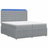 vidaXL LED Boxspring Bed met Matras Lichtgrijs 200 x 200 cm Stof