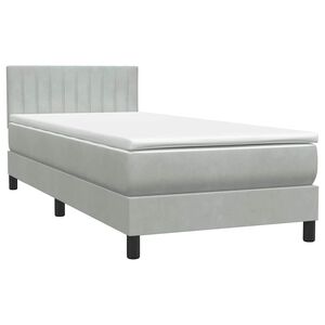 vidaXL Boxspring met matras fluweel lichtgrijs 90x220 cm