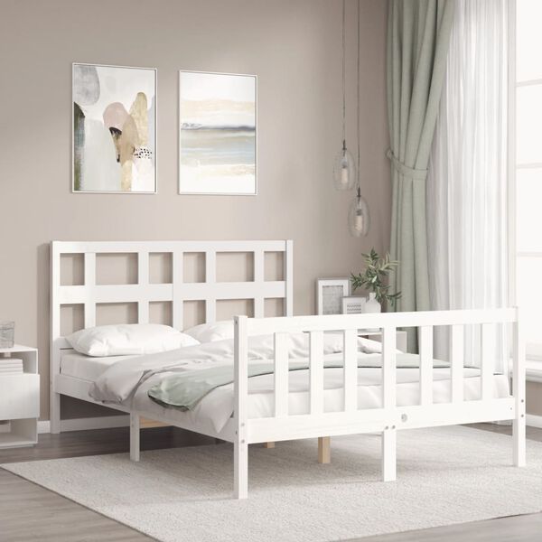 vidaXL Bedframe zonder matras massief grenenhout wit 140x190 cm