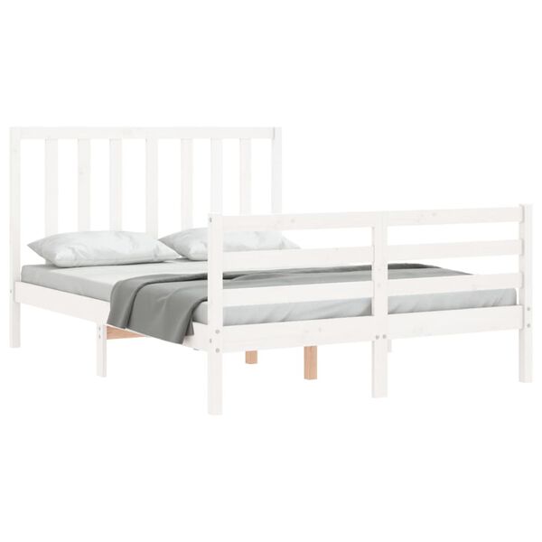 vidaXL Bedframe zonder matras massief grenenhout wit 140x190 cm