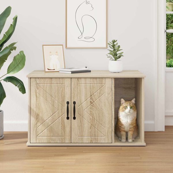 vidaXL Kattenhuis Sonoma 85 x 55 x 50 cm Bewerkt hout