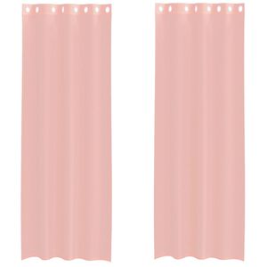 vidaXL Gordijnen Voile met doorvoertules 2 st 140x260 cm roze
