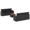 vidaXL 7-delige Loungeset met kussens poly rattan zwart