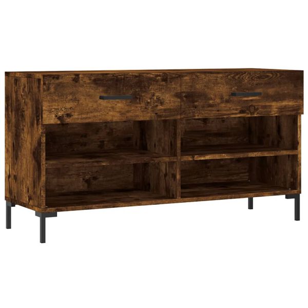 vidaXL Schoenenbank 102x35x55 cm bewerkt hout gerookt eikenkleurig