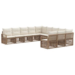 vidaXL Tuinbankenset 11 pcs Beige poly rattan