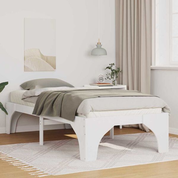 vidaXL Bedframe Wit 75 x 190 cm Massief grenenhout