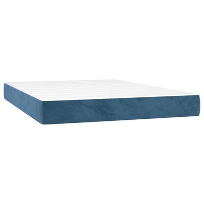 vidaXL Boxspring met matras fluweel donkerblauw 140x190 cm
