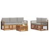 vidaXL Sofa-Sets 6 pcs Natuurlijk en Lichtgrijs Massief Acaciahout