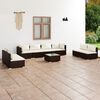 vidaXL 9-delige Loungeset met kussens poly rattan bruin