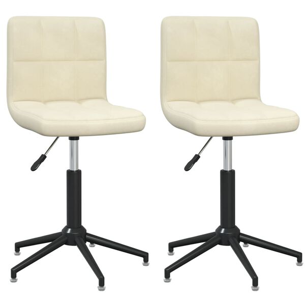 vidaXL Eetkamerstoelen draaibaar 2 st fluweel cr&egrave;mekleurig
