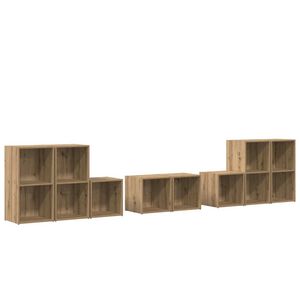 vidaXL TV-kast set Wandgemonteerd 8 pcs Artisan Eiken Bewerkt hout