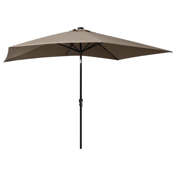vidaXL Parasol met LED's en stalen paal 2x3 m taupe