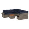vidaXL 9-delige tuinbankset met kussens, grijs polyrotan