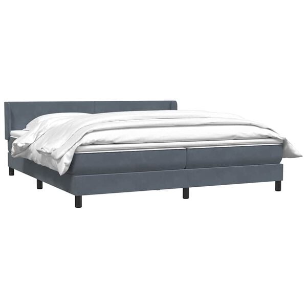 vidaXL Boxspring met matras fluweel donkergrijs 180x210 cm