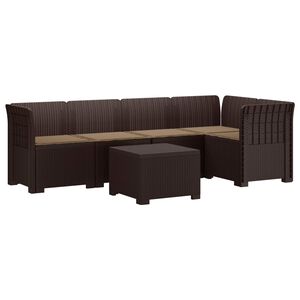 vidaXL 5-Zits Tuin Sofa met Kussens Rattan Look PP Bruin