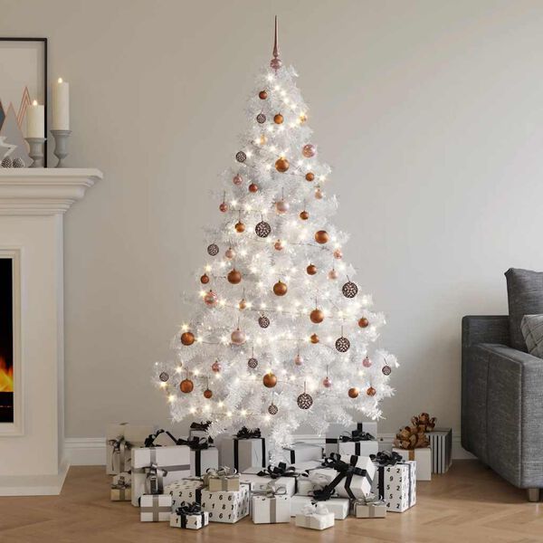 vidaXL Kunstkerstboom met verlichting en kerstballen 180 cm PVC wit