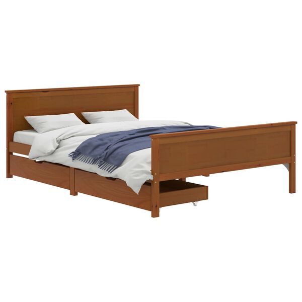 vidaXL Bedframe met 2 lades massief grenenhout honingbruin 160x200 cm